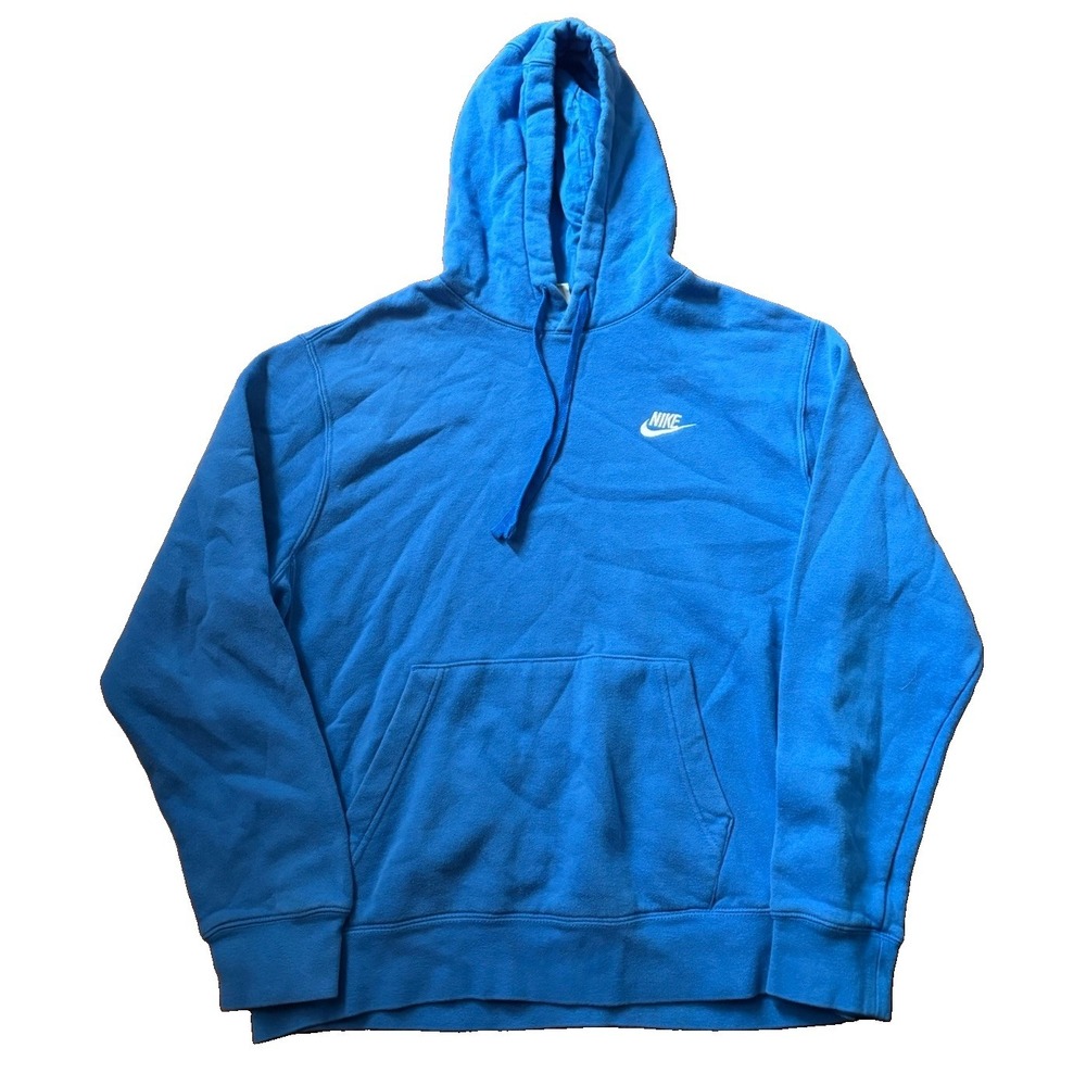 Nike Sportswear Club Fleece Hoodie Blue Logo Pullover Mens Medium